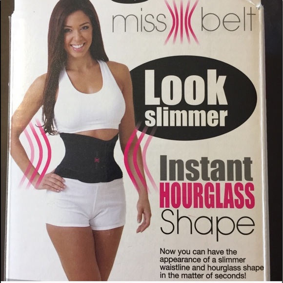 NIB MISS BELT Waist Trainer Cincher Belly Shaper Look Slimmer Black S//M